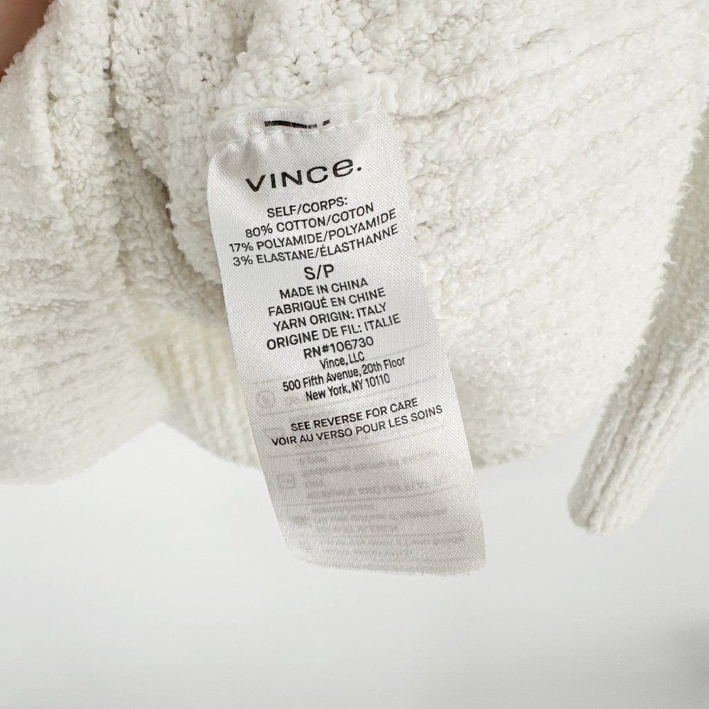 Vince Textured Tunic V Neck Sweater Boucle Knit Oversized White Women's Small - Picture 6 of 7